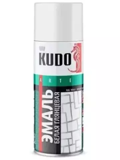 Краска аэрозольная, белая глянцевая. KUDO. 520 мл.