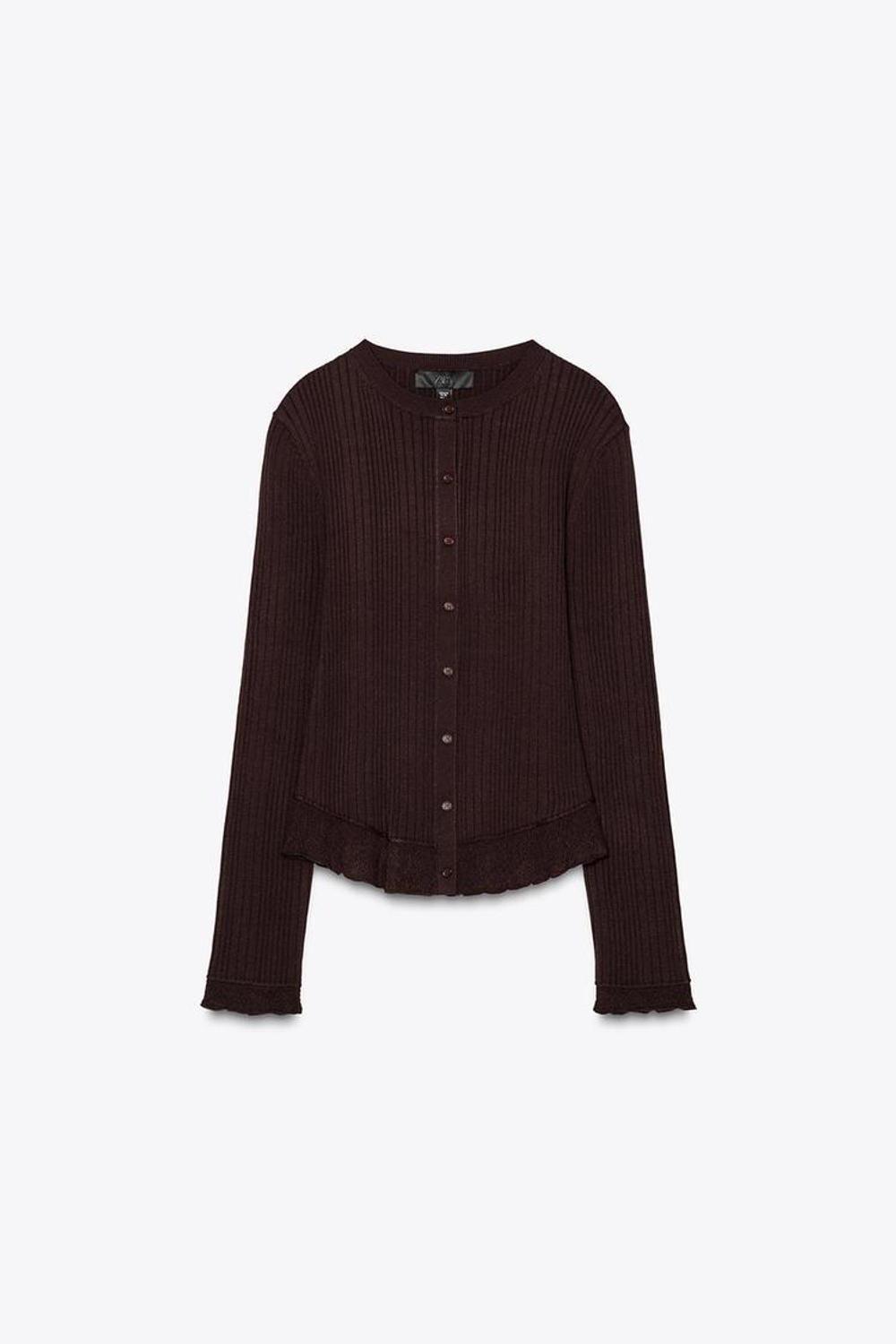 ZARA КАРДИГАН В РУБЧИК, ШОКОЛАДНЫЙ