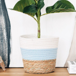 Кашпо плетеное "Намибия", 4,5л внешний размер Д215 Ш215 В195, натуральный, голубой, белый