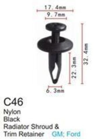 Клипса для крепления внутренней обшивки а/м Форд пластиковая (100шт/уп.) Forsage клипса C0046(Ford)