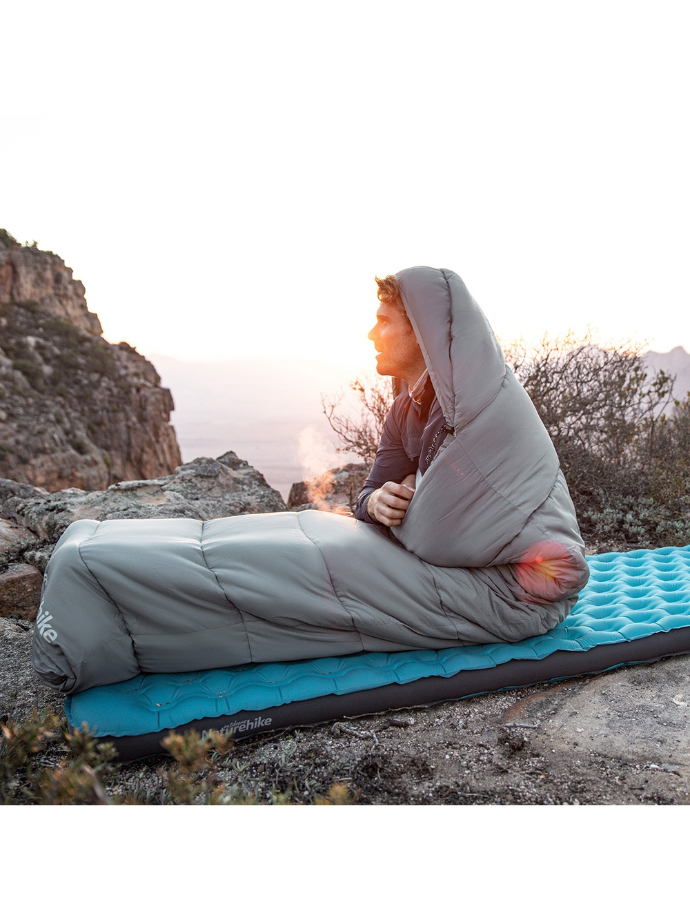 Спальный мешок Naturehike CNK2350WS023 MS500 с капюшоном, зеленый, молния справа