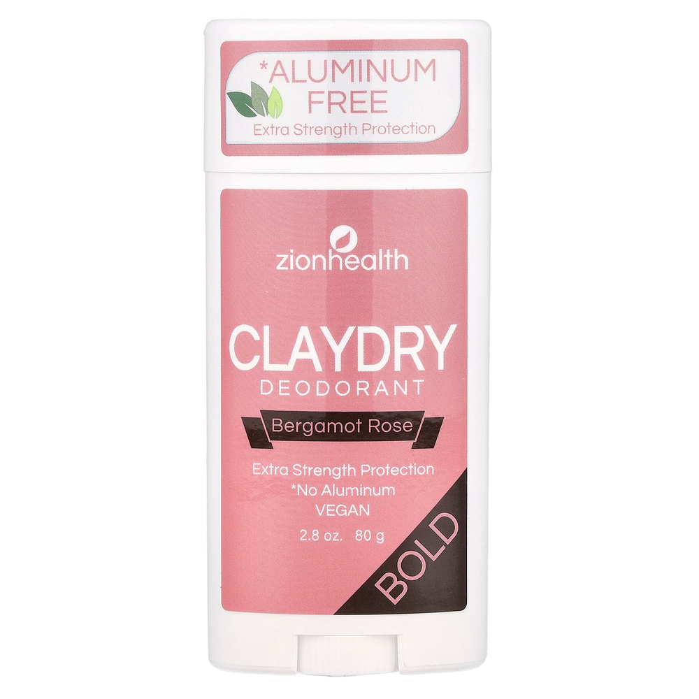 Zion Health, Bold, дезодорант ClayDry, бергамот и роза, 80 г (2,8 унции)