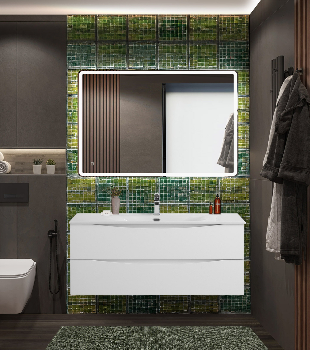 Тумба с раковиной подвесная BelBagno MARINO-CER-N-1200-2C-SO-BL-P Bianco Lucido, раковина белая BB-8099-120