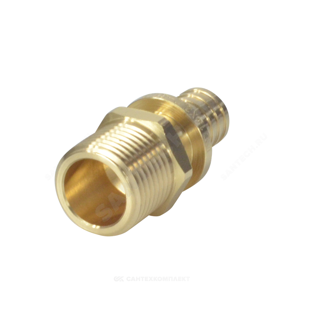 Муфта для PE-X труб аксиальная латунь Дн 16х1/2" НР РОС