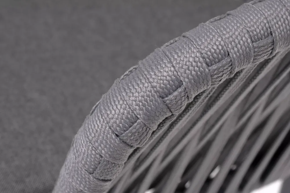 "Бордо" стул плетеный из роупа, каркас алюминий темно-серый (RAL7024) муар, роуп серый 15мм, ткань темно-серая 027