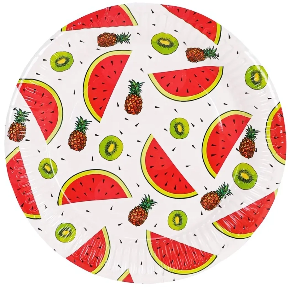Тарелка бумажная Арбузы-киви (17 см, 6 шт) еврослот ЕВ-7460