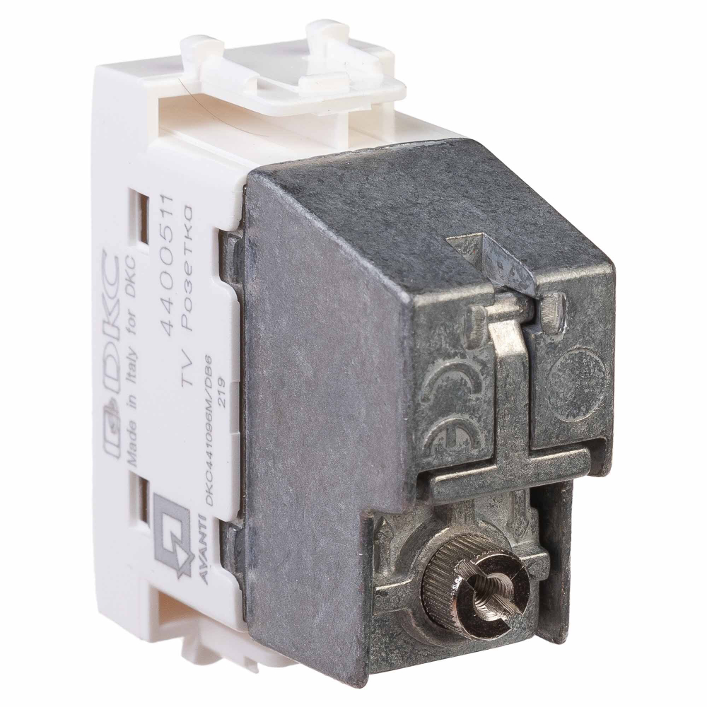 Розетка TV проходная модульная, "Avanti", "Белое облако", 1 модуль