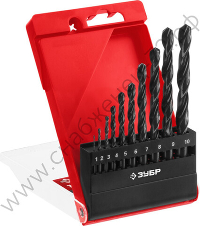 ЗУБР МАСТЕР 10шт(1-10мм), Набор сверл по металлу, сталь Р4М2, класс В