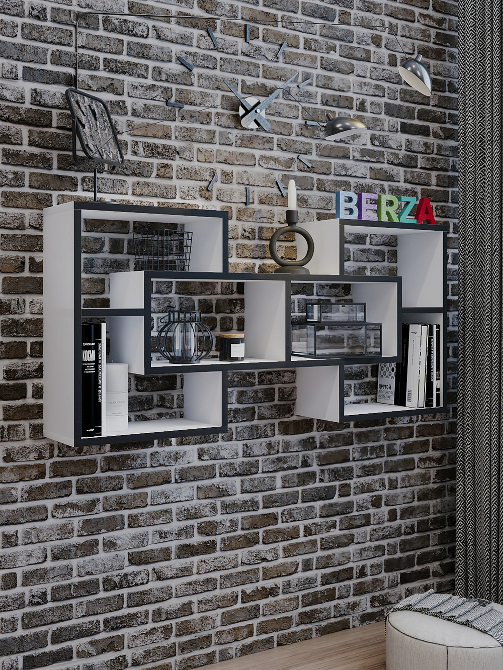 Полка настенная навесная стеллаж Zebra