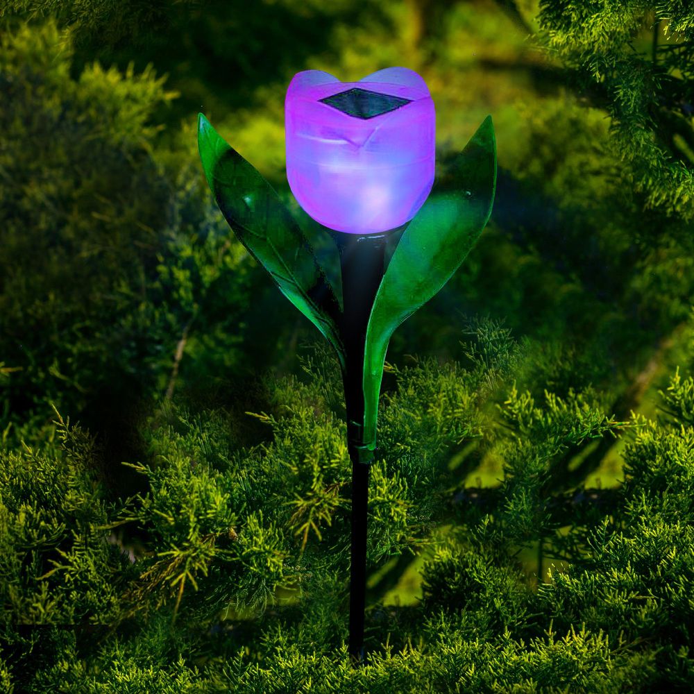 USL-C-451-PT305 PINK TULIP Садовый светильник на солнечной батарее Розовый тюльпан. Белый свет. 1xLR аккумулятор в-к. IP44. TM Uniel.