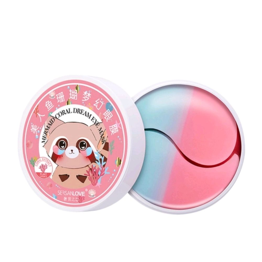 Патчи для век с коралловым порошком двухцветные SERSANLOVE Mermaid Coral Dream Eye Mask, 60 шт.