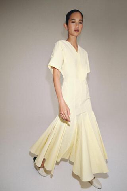 ZARA ПЛАТЬЕ ИЗ ПОПЛИНА ИЗ КОЛЛЕКЦИИ ZW, СВЕТЛО-ЖЕЛТЫЙ