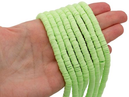 Нить каучуковых бусин 6мм, зеленое яблоко