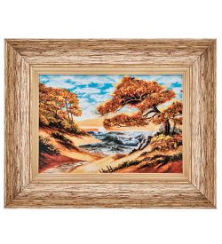 AMB-01/26 Картина «Дыхание моря» (с янтарной крошкой) пласт.рамка 33х42см