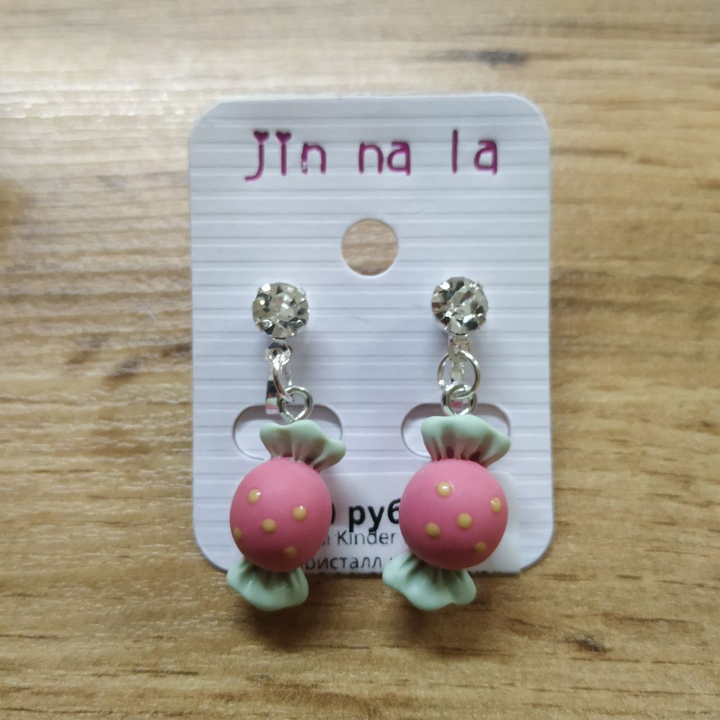 Клипсы Kinder Конфетка кристалл металл серебристый