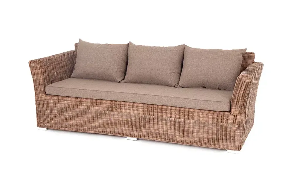 "Капучино" диван из искусственного ротанга трехместный, цвет коричневый