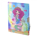 Записная книжка в футляре 20,5 см * 21,0 см , гребень, Alingar, ламинация, замочек, ручка, 45 л., клетка, "Нежная русалочка", голубой