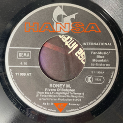 Винтажная виниловая пластинка 7 дюймов (маленькая пластинка) Boney M. Rivers Of Babylon / Brown Girl In The Ring (Германия 1978)