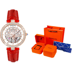 KANGOL Manual Mechanical Movement Genuine Leather Strap Watch Women"s Watch White Dial KANGOL K133