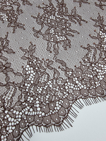 Кружево шантильи с ресничками шоколад К819 (22*303 см)