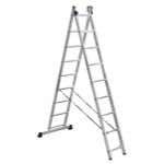 Лестница-стремянка, 2 x 9 ступеней, 2,53 - 4,22 м, алюминиевая, Alumet H2 5209---