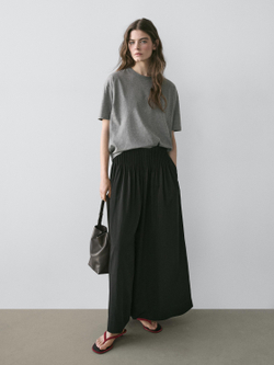 Massimo Dutti Свободные брюки с широкими штанинами, черный