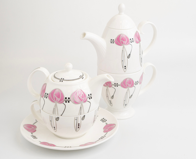 Комплект для чая и кофе, украшенный шотландской розой Чарльза Макинтош (Scottish Rose)