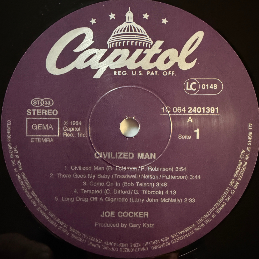 Joe Cocker ‎– Civilized Man (Европа 1984г.)