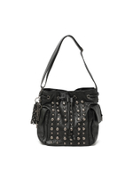 Сумка На Плечо Cleo Black Washed Faux Leather Studded Bucket Bag