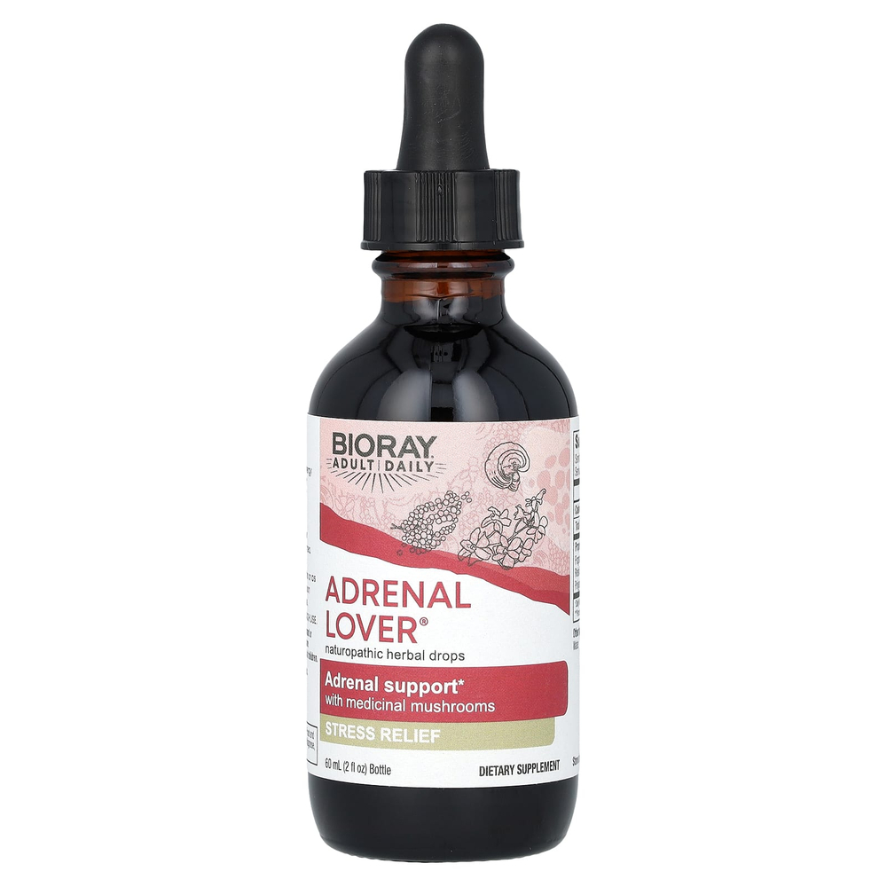Bioray, Adrenal Lover, добавка для поддержки здоровья надпочечников с полезными грибами, 60 мл (2 жидк. унции)