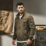 Мужская ветровка на резинке в Американском ретро-стиле из натурального хлопка без капюшона.