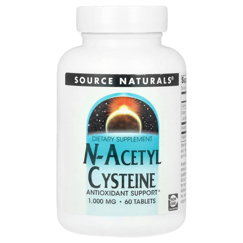 Source Naturals, N-ацетилцистеин, 1000 мг, 60 таблеток
