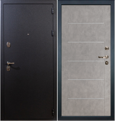 Входная металлическая дверь Лекс  Рим Черный шелк / №80 Бетон светлый ,молдинги хром