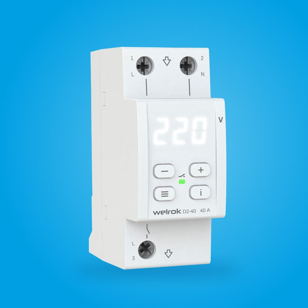 Welrok D2-40 реле напряжения 40 А (max 50 A) 8 800 ВА