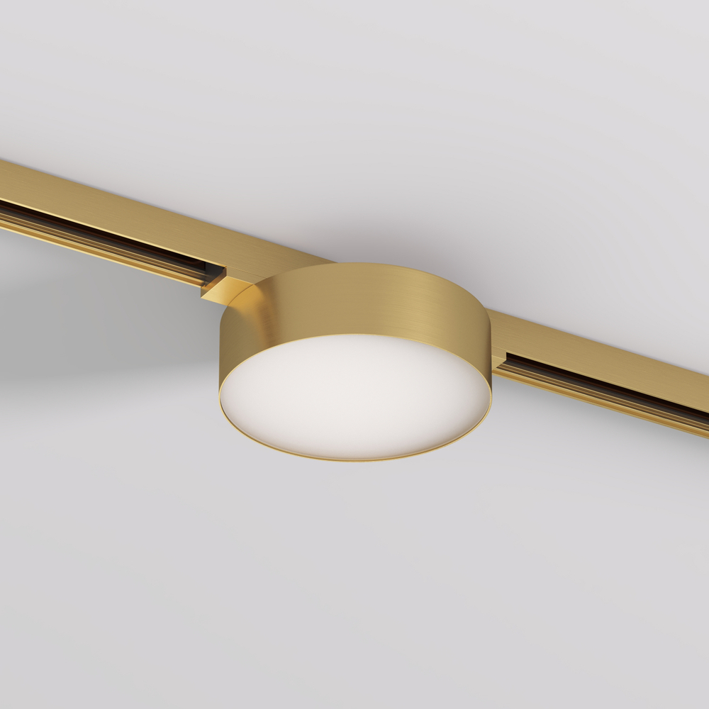 DK5762-SB Светильник для трека SHINE FLOW со светодиодом, D95*H28, 48V DC, 8W, RA?90, 3000K, IP20, сатинированная латунь, алюминий