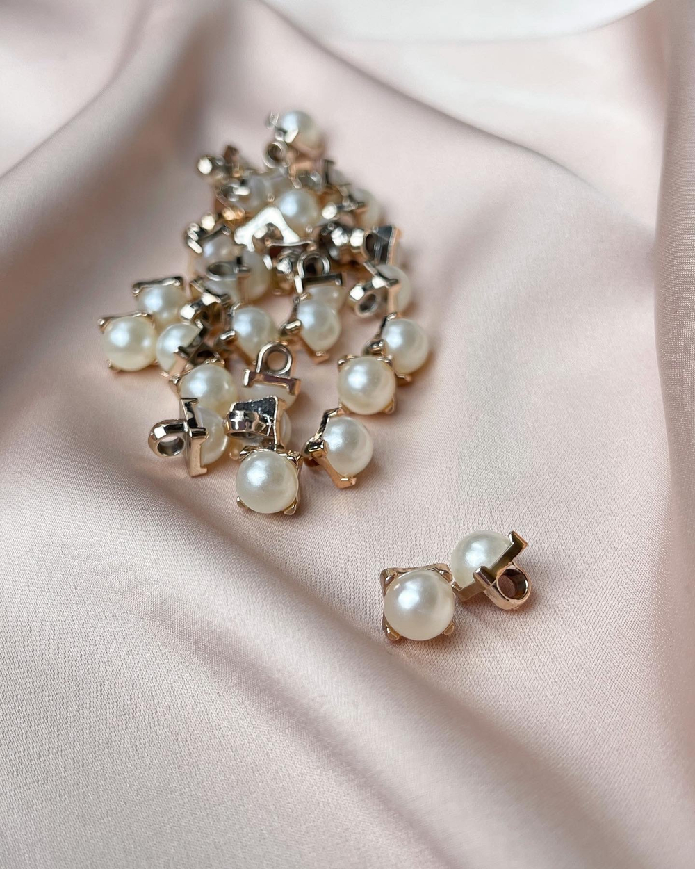 Пуговицы Золото Жемчуг Квадрат