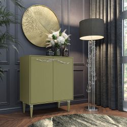 Комод Арт Колор matte Классик Сильвер с 2 полками Зеленая олива матовый