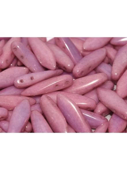 2-Hole Glass Daggers  5x16 mm Chalk White Lila Luster