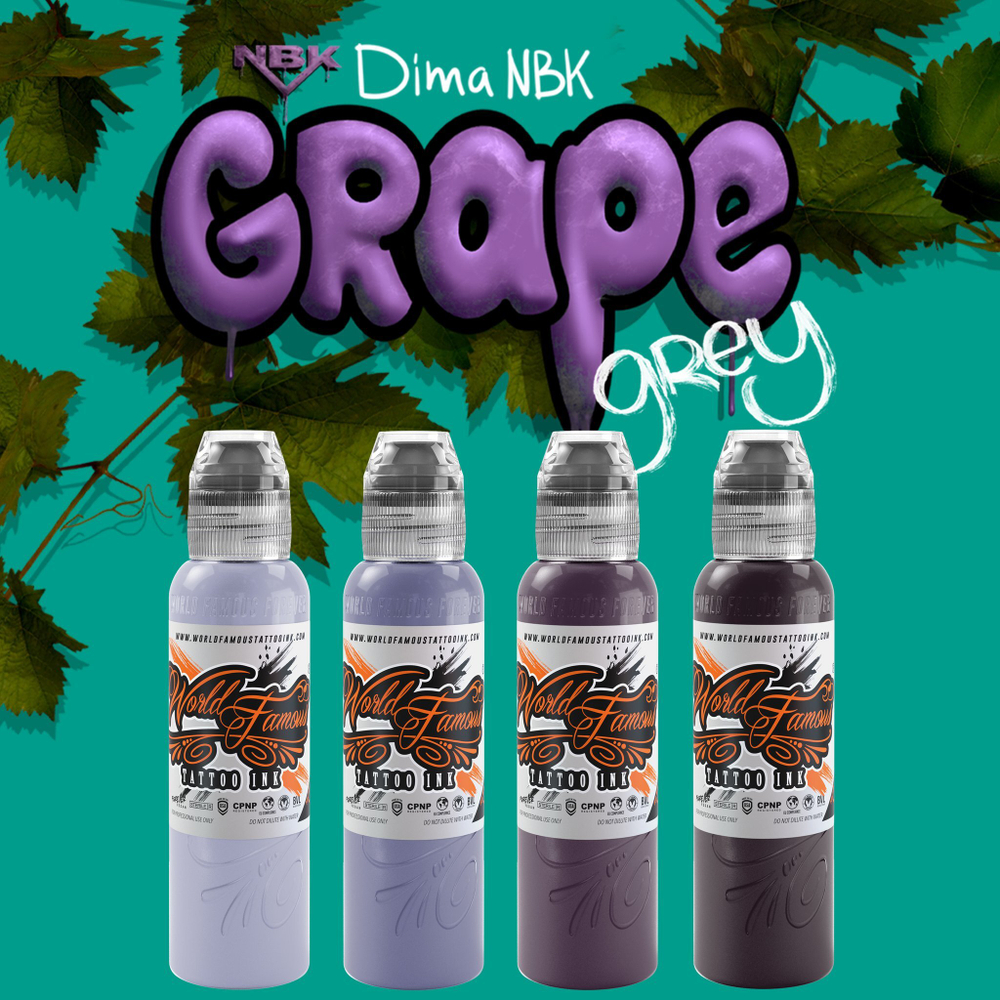 4 color Dima NBK Grape Grey Set World Famous Tattoo Ink