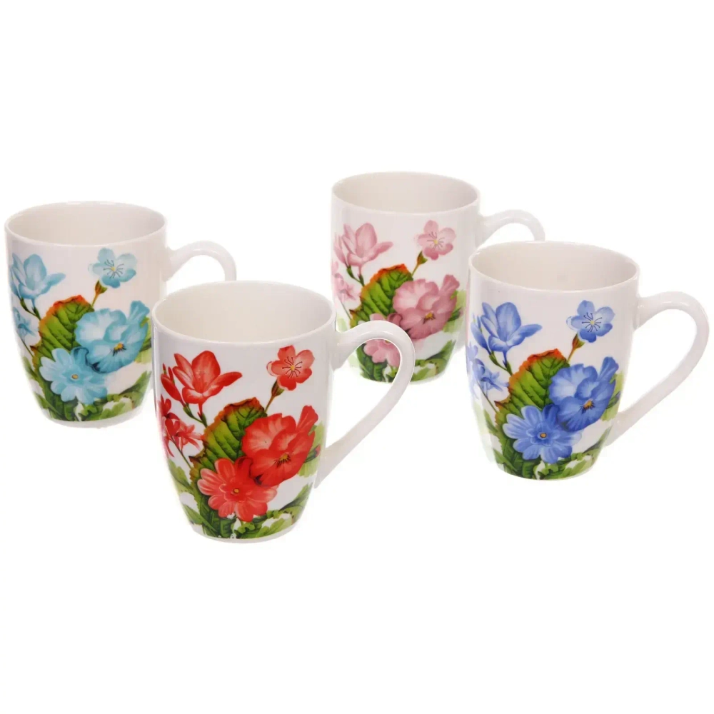 Кружка керамическая 330мл «Цветы», микс 4рисунка