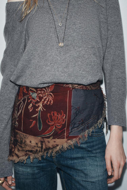 ZARA БАНДАНА С ПРИНТОМ, БАКЛАЖАННЫЙ