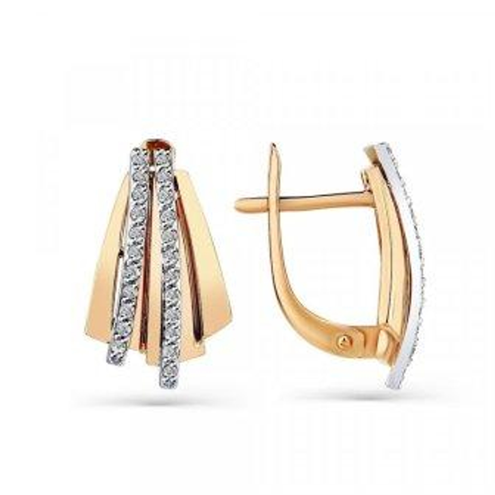Серьги из золота с фианитами