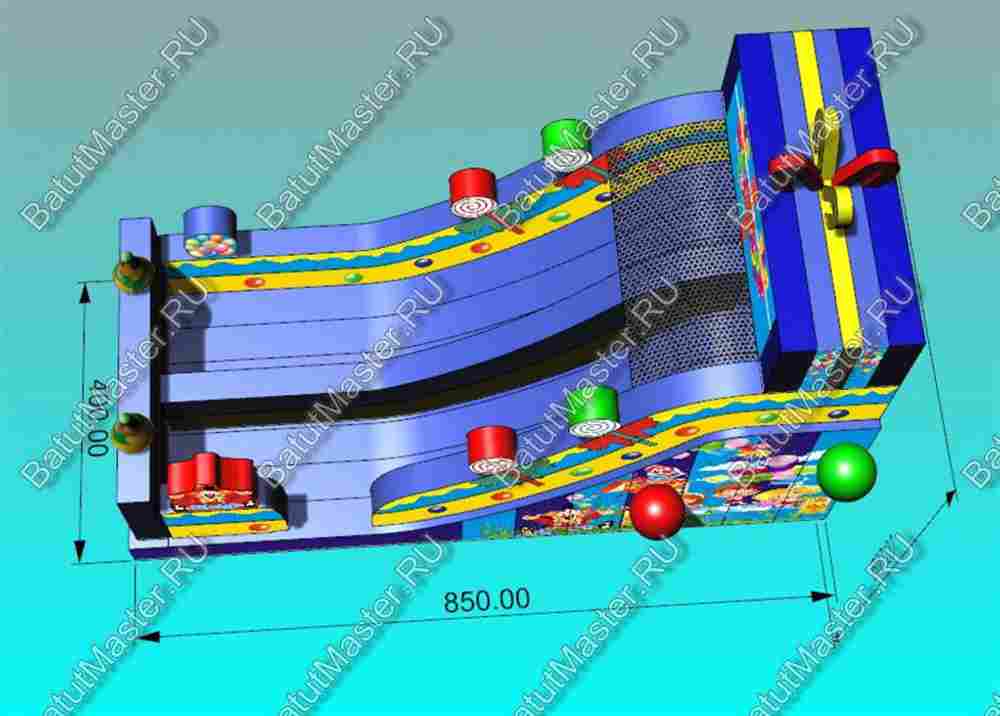 Надувной батут-горка "Подарок" 8*4*6 м