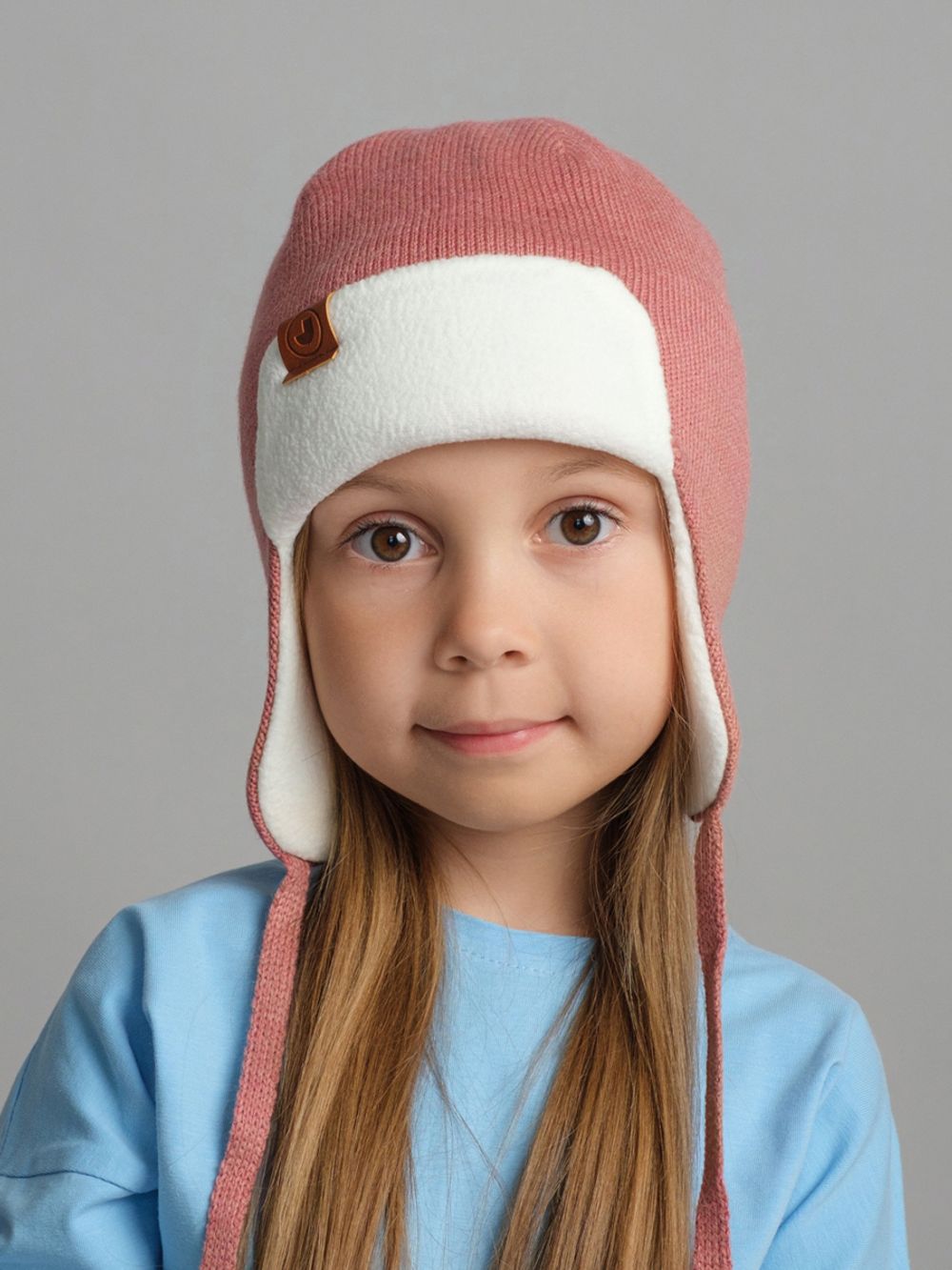 Шапка весенняя/осенняя вязаная (Сухая роза) ТОКИ*