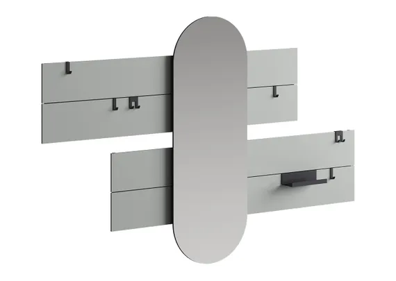 Вешалка Stripe L горизонтальная с зеркалом 60*160 см (серый)