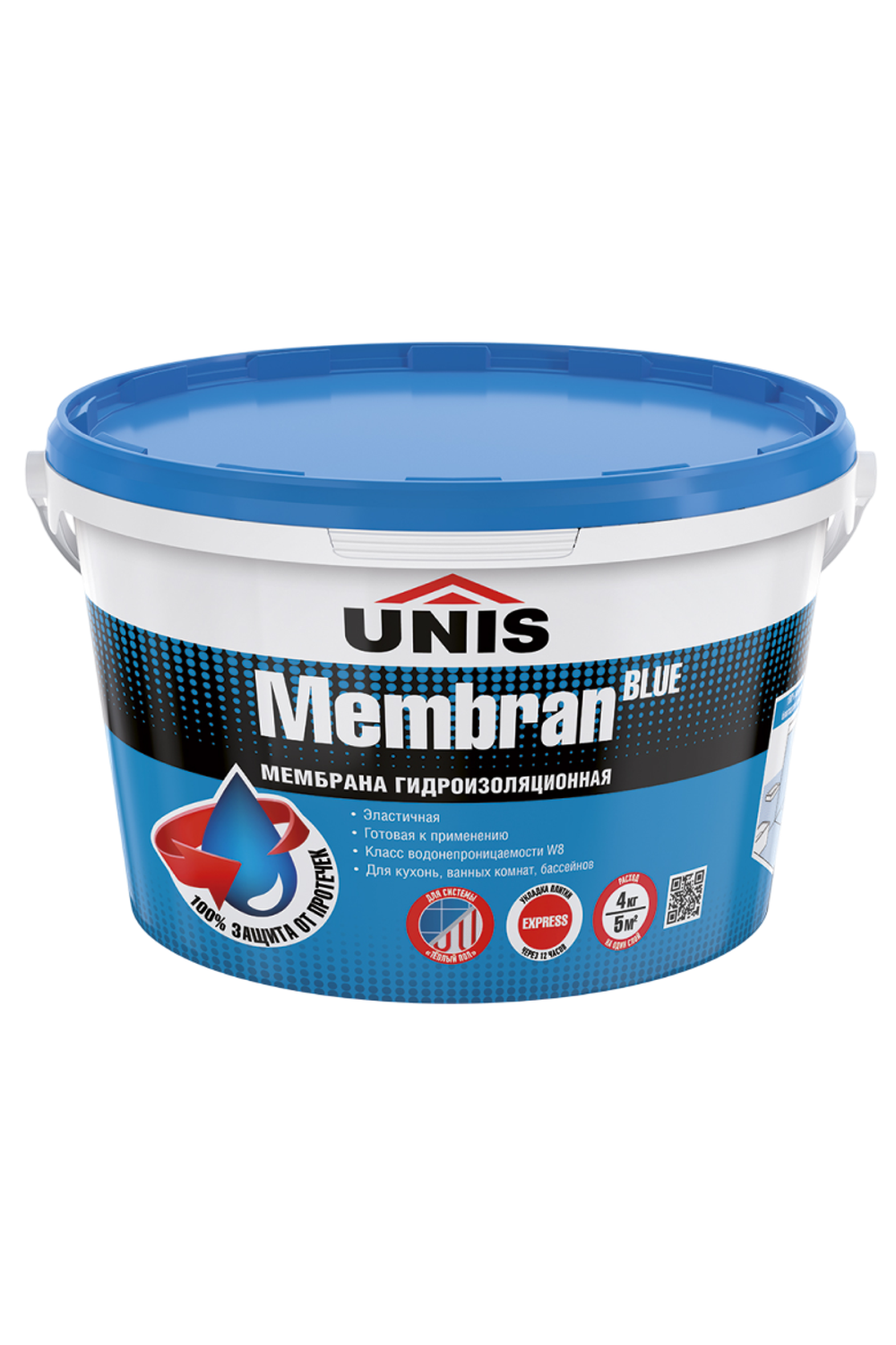 Гидроизоляция UNIS BLUE MEMBRAN W6 эластичная полимерная  4 кг