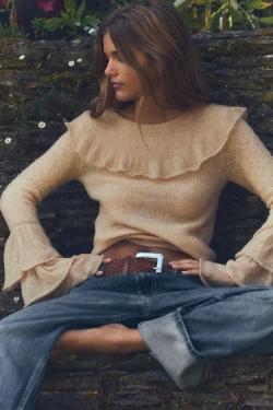 ZARA СВИТЕР ИЗ ТОНКОЙ АЛЬПАКИ И ШЕРСТИ, ПЫЛЬНЫЙ РОЗОВЫЙ