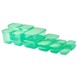 IKEA PRUTA  (ИКЕА ПРУТА)  -  Контейнер для продуктов с крышкой, 17 штук, зеленый