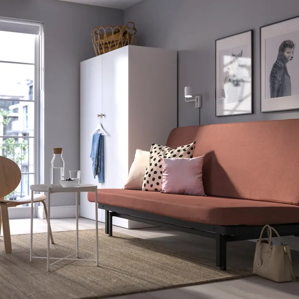 3-местный диван-кровать - IKEA NYHAMN/НЮХАМН ИКЕА, 90х97х200 см, розовый
