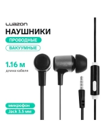 Наушники Luazon W-03, вакуумные, микрофон, плоский провод, ч